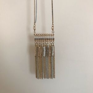 Pastels and Gold Tassel Bead Necklace